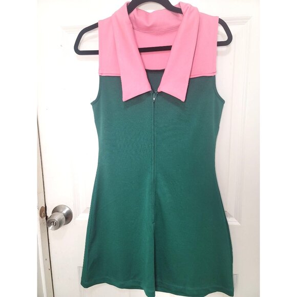 Smak Parlour Collection Retro-Inspired Green & Pink Sleeveless Dress Floral Acce - Picture 1 of 10